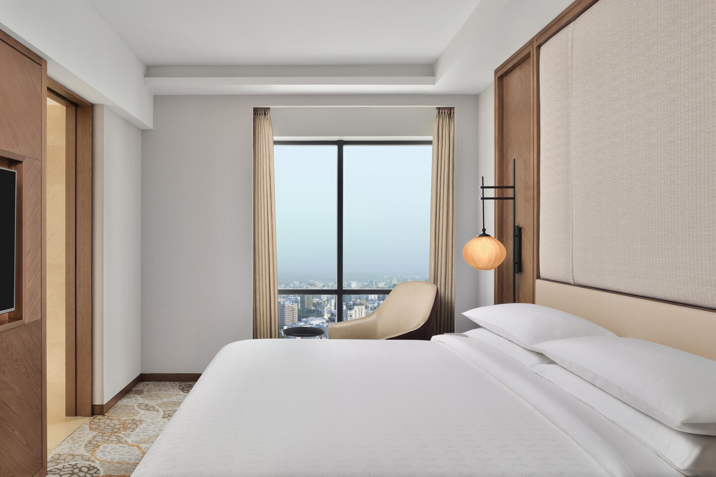 チャイナホテルプロジェクトクイーンホテルベッドルームファクトリーモダンデザイン魅力的なホテル家具